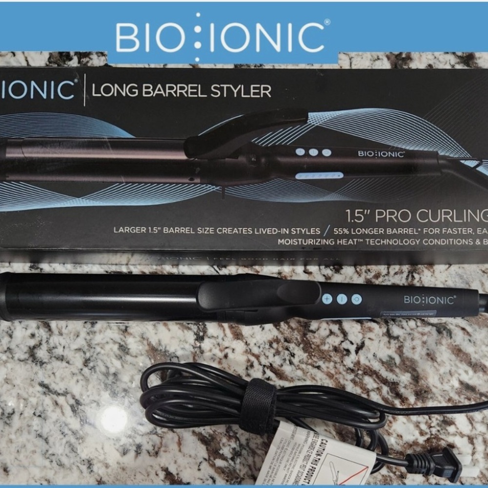 Bio Ionic Long Barrel Styler Ceramic Curling Iron 1.5 inch